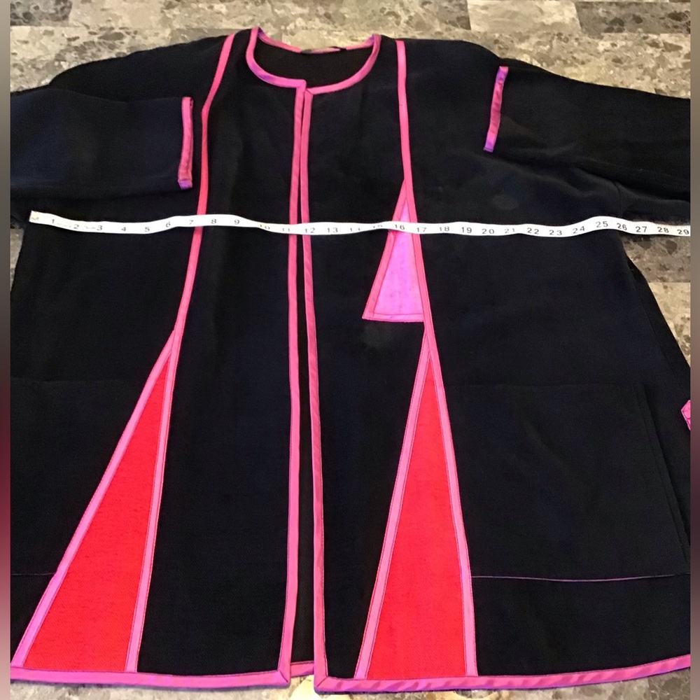 ANNIKKI KARVINEN Boho Festival Relaxed Jacket Pink and Black Flowy Lagenlook OS - Picture 7 of 15
